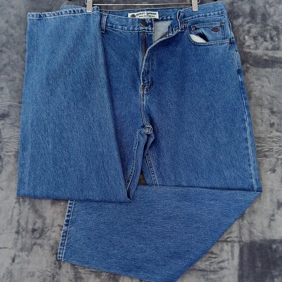 Harley-Davidson Jeans Mens 40x32 Blue Genuine MotorClothes Denim Zip Fly Biker - Picture 1 of 9